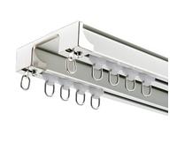 PuLAif Barra de Cortina Doble, riel Doble con Ruedas de rodamiento, aleación de Aluminio de 2,0 mm, Multicolor, 70-600 cm (Blanco, 75 cm/2,46 pies)(240cm/7.8ft(2 * 120cm))