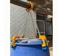 PULaif Elevador de Tambor de Cadena, Pinzas for elevación de Tambores, Cadena 2/4, Capacidad de Carga de 1 a 2 toneladas, Gancho con pestillo de Resorte(4 Chains - Load 2t)