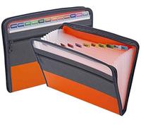 PULaif Fundamentos Carpeta expansible, Carpeta de acordeón de 13 Bolsillos con Cierre de Cremallera y Etiquetas Adhesivas for tamaño A4, Multicolor(Orange)