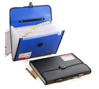 PULaif Fundamentos Carpeta expansible, Carpeta de Archivo expandible de 13 Bolsillos, tamaño A4, 330 x 240 x 30 mm, Color Azul y Negro(Blue)