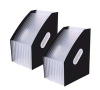 PULaif Fundamentos Carpeta expansible, Carpeta de Archivos expandible A4 con 13 Bolsillos, Paquete de 2, Multicolor(Black)