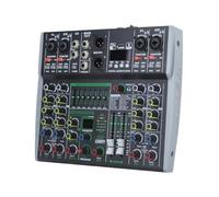 Puleuroy Mezclador de Audio Profesional 6 Canales 99DSP Incorporado Efecto Balanceado de 7 Segmentos Soporte Bluetooth Mezclador de Grabación Enchufe de la UE