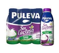 Puleva - Leche Puleva Sin Lactosa Semidesnatada 1 % M.G., Fácil de Digerir, Rico en Calcio y Vitaminas A, D y E, Ideal para Intolerantes a la Lactosa, Pack 6 x 1 L