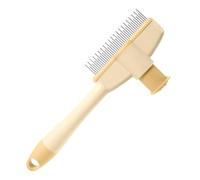 Pulga de perro - aseo, cepillo de verificación | Peine de deshedding con mango de comodidad y botón de expulsión para gatos, cachorros, gatitos, mantenimiento grueso de la piel