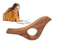 Pulgar porta libros, porta páginas para dedos del libro, pulgar anillo de madera para leer asistente de libros en forma de - portador de páginas para libros liso con lectores de anillos para dedos
