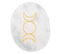 Pulgar preocupación piedra patrón tallado equilibrio energético piedra para masaje tiempo de curación de meditación alivio de ansiedad (White Crystal)