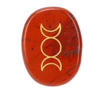 Pulgar preocupación piedra patrón tallado equilibrio energético piedra para masaje tiempo de curación de meditación alivio de ansiedad (Redstone)