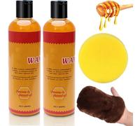 Pulido de cera de abejas y acondicionador para muebles de madera, acondicionador de madera de aceite de color naranja de cera de abejas para pisos, Restaura el brillo e impermeable (2Set)