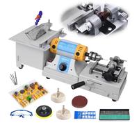 Pulido de piedras preciosas de mesa de 750 W, mini amoladora de sierra de piedra de 800-10.000 rpm, diámetro de la hoja de sierra de 100-110 mm, con eje flexible y accesorios de lijado, para el