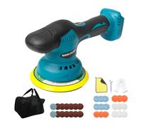 Pulidor de búfer inalámbrico compatible con batería Makita de 18 V, 8 velocidades variables, pulidora orbital de 6 pulgadas, kit de cera para encerar el coche (azul)