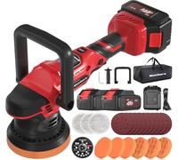 Pulidor de búfer inalámbrico, kit de ceras y pulidores orbitales aleatorios de 5 pulgadas, 6 velocidades variables de 1000-5200 RPM, baterías de 21 V 3.0 Ah, para detalles de automóviles, depilación