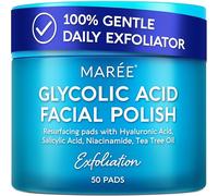 Pulidor facial - Almohadillas de ácido glicólico para la cara con aceite de árbol de té - Exfoliante y limpiador con ácido salicílico y vitaminas E, B3, B5 - Almohadillas faciales con efecto de