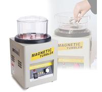 Pulidor magnético de joyas, 250 W, 2000 RPM, barril de pulido de 7.1 pulgadas, rotación automática hacia adelante y hacia atrás, temporizador de 1 a 60 minutos, máquina pulidora magnética para