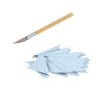 Pulidor profesional de ágata, 1 pieza con mango de bambú, cuchillo de ágata, oro y plata, herramienta para manualidades de arcilla con 10 paños de pulido