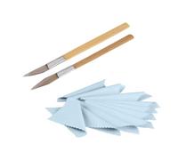 Pulidor profesional de ágata, cuchillo de mango de bambú + forma de espada, cuchillo de ágata, herramienta de arcilla para joyas, oro, plata, con 10 paños de pulido
