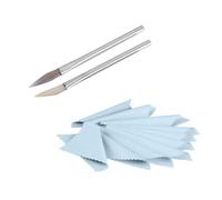 Pulidor profesional de ágata, cuchillo de mango de hierro + forma de espada, cuchillo de ágata, herramienta de arcilla para joyas de oro y plata, con 10 paños de pulido