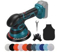 Pulidora Coche compatible con Makita 18 V, 6 pulgadas Pulidora Inalambrica, 8 Velocidad Variable, Pulidora Orbital para Detallar, Pulir, Encerar y Eliminar Arañazos del Coche (sin batería)