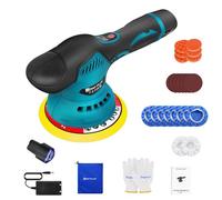 Pulidora de batería, máquina pulidora eléctrica con 2 baterías de 2000 mAh y cargador, juego de cera de pulido portátil, 8 velocidades variables, para pulido/encerado/cosmetología