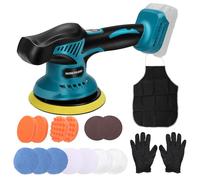 Pulidora de Baterias para Coche, Pulidora Excéntrica Compatible con Makita 21V, 8 Velocidades Variables 2800-5500rpm, Máquina de Cera Pulidora para Coches (Sin Batería)