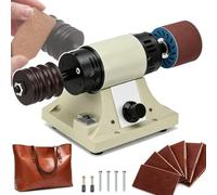 Pulidora de bordes de cuero de 400W, pulidora de cuero eléctrica ajustable de 0-10000RPM, con ruedas de lijado y papel de lija, for carteras, cinturones y bolsos