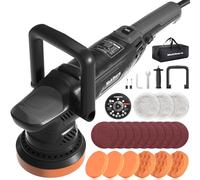Pulidora de coche orbital aleatoria de 5 pulgadas, 1600 W, 6 velocidades variables 600-3600 RPM, 26 accesorios, pulidora para detalles de coche, lijado de barcos, eliminación de arañazos