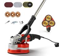 Pulidora de diamante eléctrica de 3800 W con ruedas de diamante para hormigón y granito, 6 velocidades, para granito, mármol, hormigón y piedra. Equipada con 4 bandejas de arena.(Extension rod set)