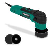 VONROC Pulidora de doble acción 400W - Ø50 y Ø75MM - Incluye 2 platos de apoyo y 2 almohadillas de pulido - electrónica de arranque suave - electrónica de potencia constante