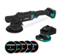 Pulidora de doble acción PRO 20V - Ø150mm | Incl. 2x baterías 2.0Ah, cargador rápido y 5 esponjas de pulido
