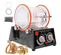 Pulidora de joyas de tambor, pulidora de piedras, velocidad y tiempo ajustables, avance y retroceso, con perlas de pulido de 3 mm, interruptor de perilla, capacidad de 3 kg