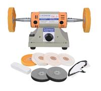 Pulidora de joyería de 4 pulgadas y amoladora ajustable de velocidad variable - con 6 ruedas de tela y 2 ruedas abrasivas, anteojos de seguridad y compuestos para joyas, metal, madera, jade, pulido de