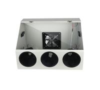 Pulidora De Mesa Eléctrica De 3 Orificios Totalmente Cerrada Con Kit De Ventilador Y Luz LED, Caja De Polvo Metálica Totalmente Cerrada Con Panel Acrílico Para Tallar, Cortar(White)