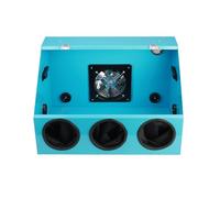 Pulidora De Mesa Eléctrica De 3 Orificios Totalmente Cerrada Con Kit De Ventilador Y Luz LED, Caja De Polvo Metálica Totalmente Cerrada Con Panel Acrílico Para Tallar, Cortar(Blue)
