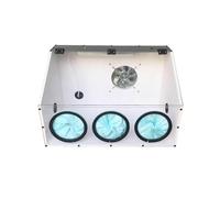 Pulidora De Mesa Eléctrica De 3 Orificios Totalmente Cerrada Con Kit De Ventilador Y Luz LED, Caja De Polvo Acrílica Totalmente Cerrada Con Bolsa Para Tallar, Cortar(With15cm fan)