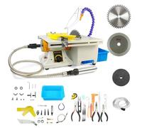 Pulidora de roca lapidaria, mini sierra de mesa de 750 W con eje flexible, máquina pulidora de joyería de velocidad variable 800-10000 RPM para artesanos de bricolaje y procesamiento de piedras