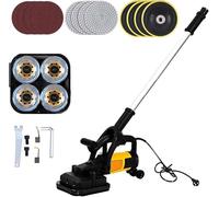 Pulidora eléctrica de suelo de hormigón de mano con múltiples discos de molienda, engranajes de 6 velocidades, poste extensible para molienda en seco y húmedo