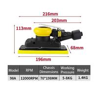 Pulidora en húmedo, Lijadora Rectangular Orbital neumática, lijadora de aire cuadrada, amoladora, pulidora, herramienta de lijado, lijadoras Jitter Bug(95x180MM)