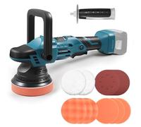 Pulidora inalámbrica de coche para detalles de coche, pulidora de 6 velocidades para batería Makita de 18 V, kit de pulido de búfer de coche de 5 pulgadas para velocidades variables 1000-5200 RPM