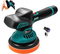 Pulidora inalámbrica para coche, pulidora orbital inalámbrica de 12 V 300 W con 6 velocidades variables de 2800 a 5500 RPM, cera de búfer aleatoria de órbita de 12 mm con almohadilla autoadhesiva de 5
