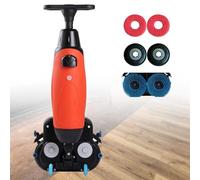 Pulidora y abrillantadora de pisos comercial con operador a pie de 43cm, cepillos dobles,almohadillas y impulsores dobles, estructura de limpieza de 360°,batería de litio recargable inalámbrica