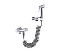 Pulinador de bidé de mano para el inodoro, colchón de pañales de tela portátil de latón juego de rociador de bidet de baño de agua fría con manguera de ducha PVC para bañarse por mascotas, gris