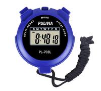 PULIVIA Cronómetro Deportivo con Cronómetro Digital Memoria Dividida, Calendario Reloj de 12/24 Horas con Alarma, Pantalla Grande para Entrenadores Deportivos Entrenamiento Carrera, Azul