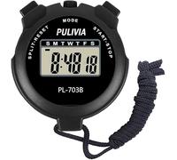 PULIVIA Cronómetro Deportivo con Cronómetro Digital Memoria Dividida, Calendario Reloj de 12/24 Horas con Alarma, Pantalla Grande para Entrenadores Deportivos Entrenamiento Carrera, Negro
