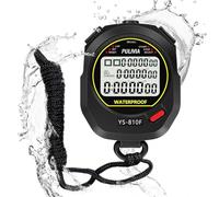 PULIVIA Cronómetro Deportivo Resistente al Agua, 10 Vueltas/Fracciones Temporizador Cuenta Regresiva, Alarma y Calendario, Pantalla Grande, Ideal para Entrenadores, Natación, Entrenamiento Deportivo