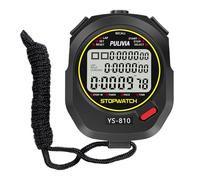 PULIVIA Cronometros Deportivos con Memoria de Cuenta Regresiva para 10 Vueltas/Fracciones, 12/24 Horas, Alarma, Calendario, Modo de Ritmo, Pantalla Grande para Entrenadores de Carrera, Negro