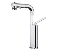 Pull Down Basin Faucet 360° Swivel Liftable Bathroom Brass Lavatory Vessel 3 Function Water Sink Hot and Cold Mixer Tap, Single Handle,Green (Brushed Gold)