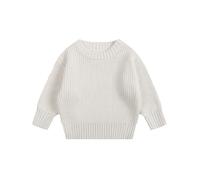 Pull en Tricot Doux et Chaud pour Enfants, garçons et Filles, Parfait pour l'automne et l'hiver, Avec Col Rond et Manches Longues, pour bébés et jeunes Enfants de 12 mois à 5 ANS (White, 4-5 Years)