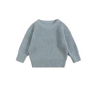 Pull en tricot doux et chaud pour enfants, garçons et filles, parfait pour l'automne et l'hiver, avec col rond et manches longues, pour bébés et jeunes enfants de 12 mois à 5 ans (Sky Blue, 5-6 Years)