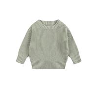 Pull en Tricot Doux et Chaud pour Enfants, garçons et Filles, Parfait pour l'automne et l'hiver, Avec Col Rond et Manches Longues, pour bébés et jeunes Enfants de 12 mois à 5 ANS (Army Green, 4-5