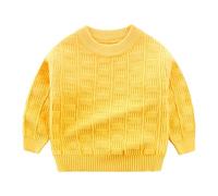 Pull en Tricot unicolore à Manches Longues pour Enfants, Chaud et Doux pour l'hiver, idéal pour Les garçons et Filles de 3 à 8 ANS, vêtement décontracté Confortable (Yellow, 4-5 Years)