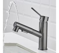 Pull out Bathroom Faucet,Brass,Three Water Flow Modes Brass Single Handle,Basin Mixer Tap Hot and Cold Water Sink taps, Basin taps Mixers Bathroom Sink,Gun Gray